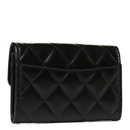 Chanel Lambskin Quilted Flap Card Holder Wallet So Black 2 of 4