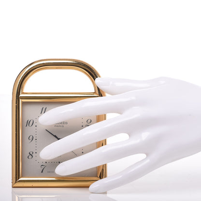 Hermes Stainless Steel 82mm Quartz Clock Gold 2 of 10