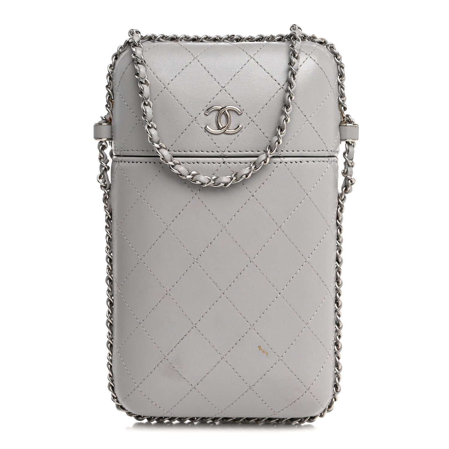Chanel Lambskin Quilted Chain Around Phone Holder Grey 1 of 15