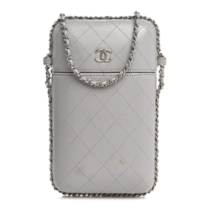 Chanel Lambskin Quilted Chain Around Phone Holder Grey 1 of 15