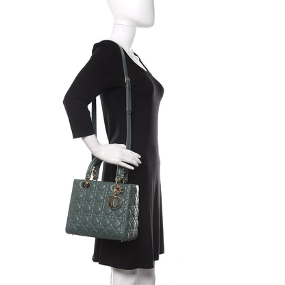 Christian Dior Lambskin Cannage Medium Lady Dior Orage 2 of 11
