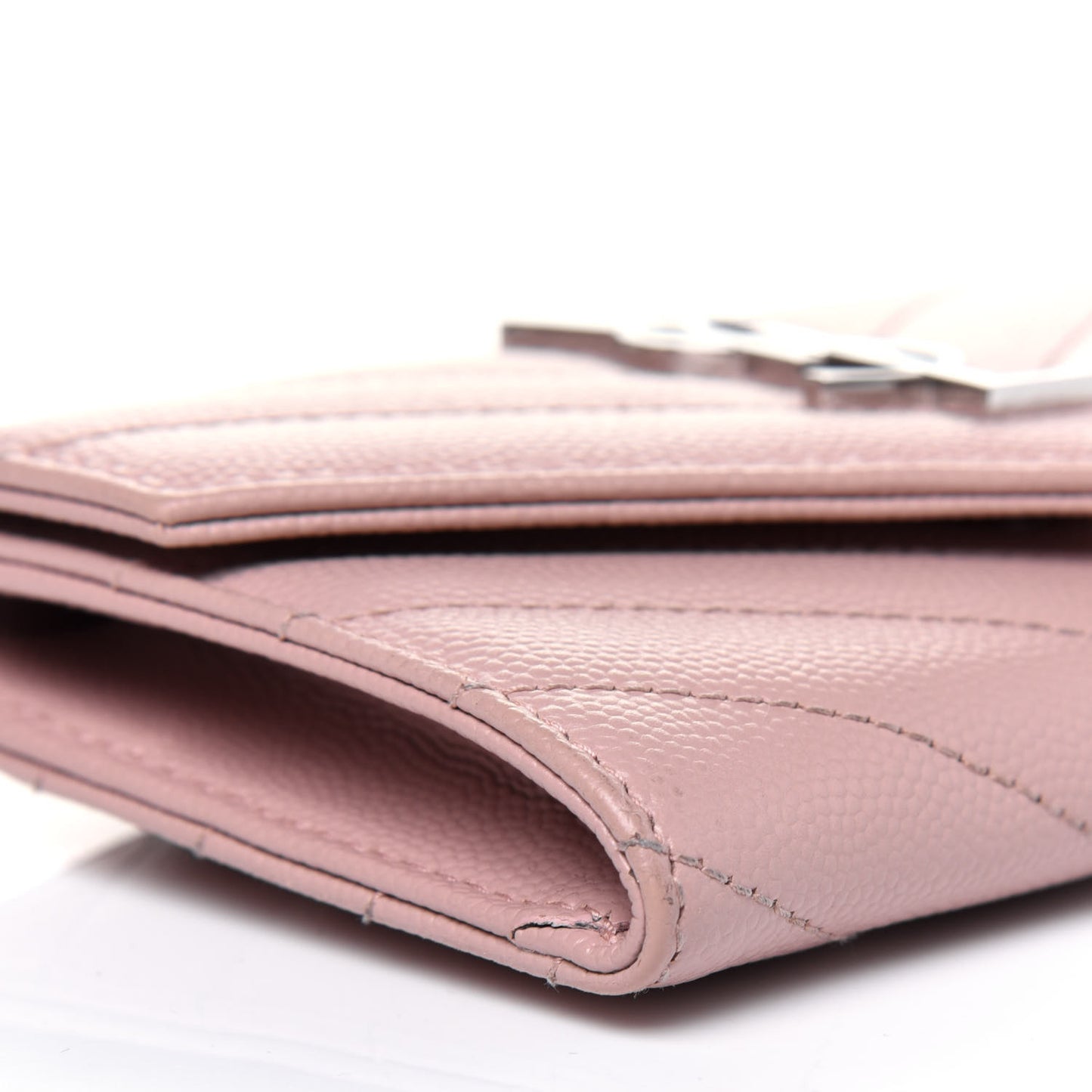 Grain De Poudre Matelasse Chevron Small Monogram Envelope Wallet Pale Pink