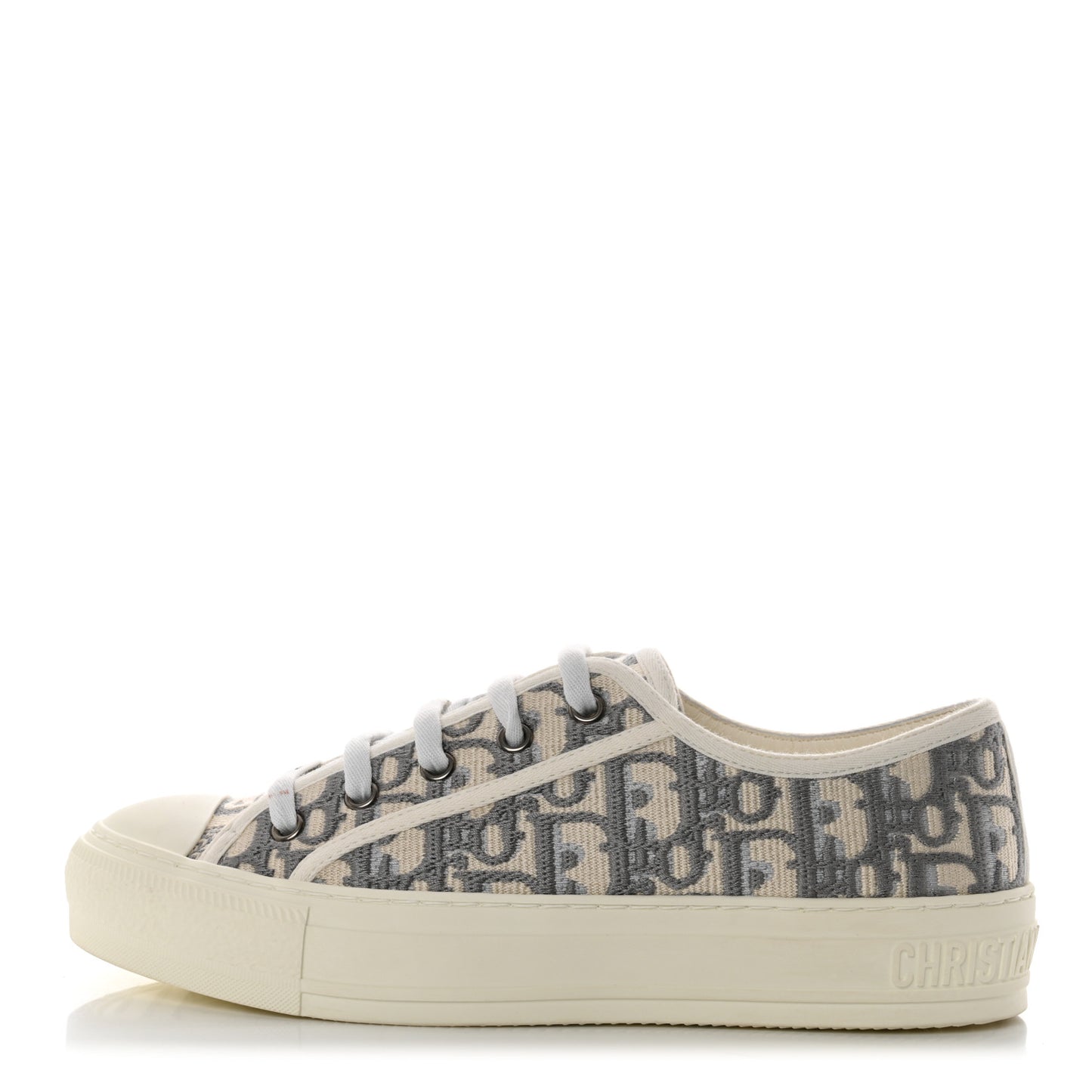 Canvas Oblique Walk'N'Dior Low Top Sneakers 37 Grey Stone