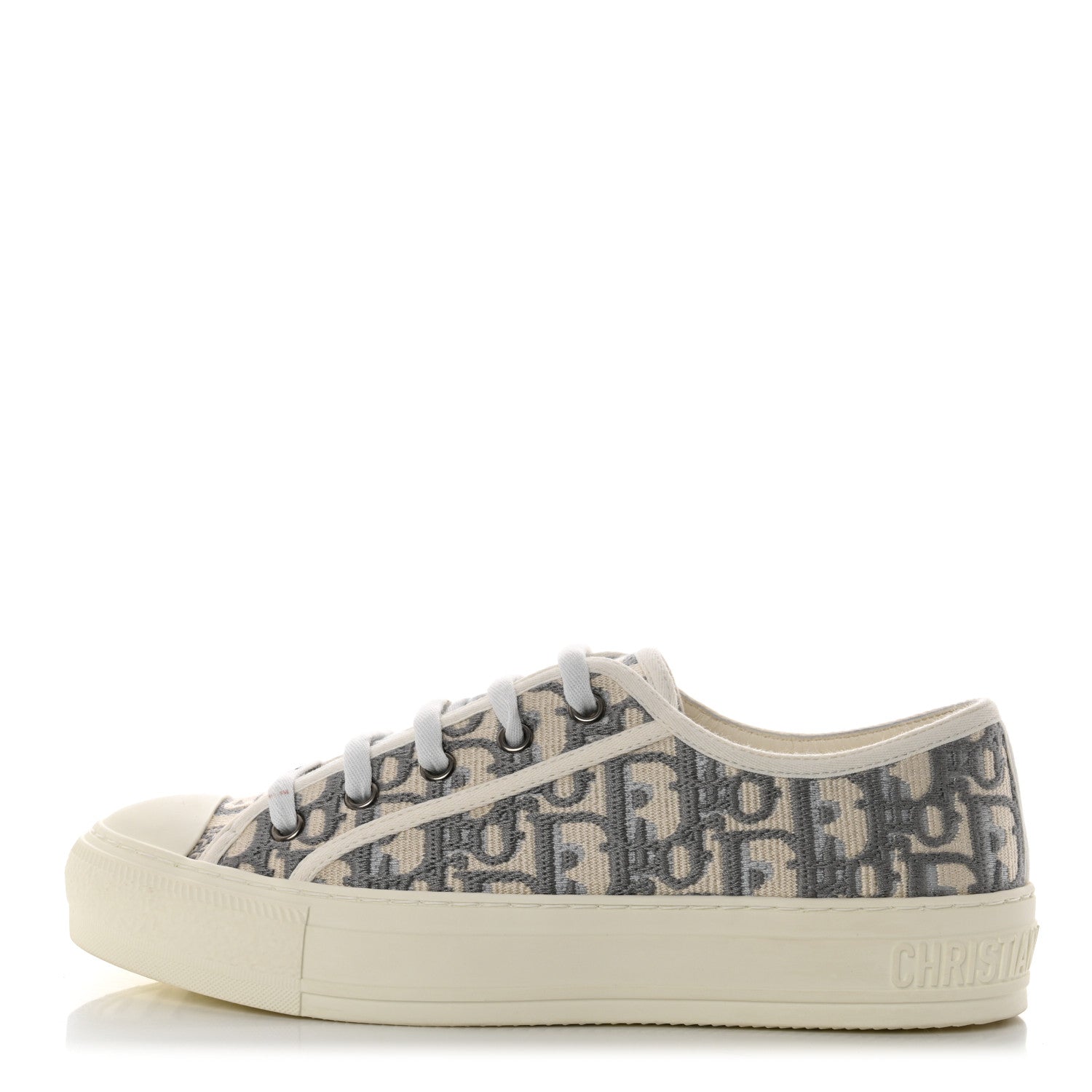 Christian Dior Canvas Oblique Walk'N'Dior Low Top Sneakers 37 Grey Stone 1 of 9
