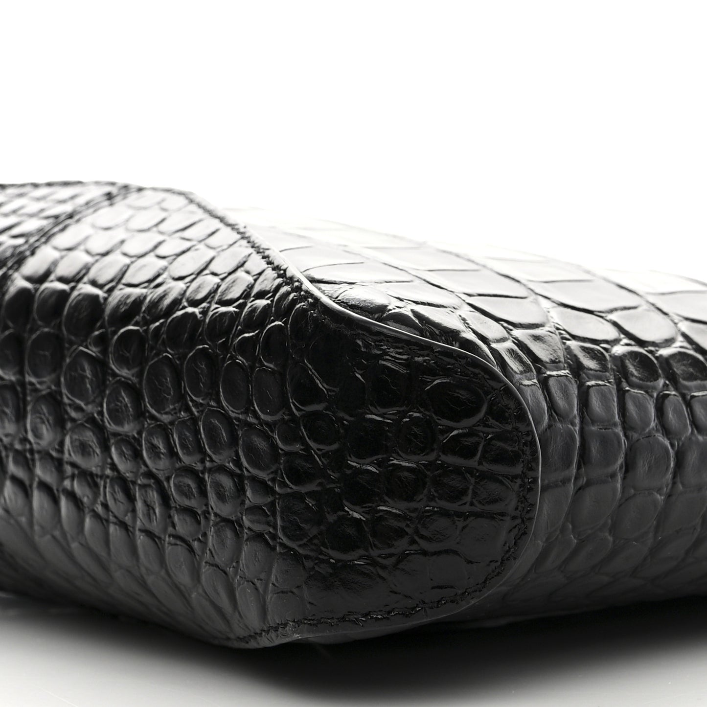 Shiny Super Supple Calfskin Crocodile Embossed Small XX Bag Black