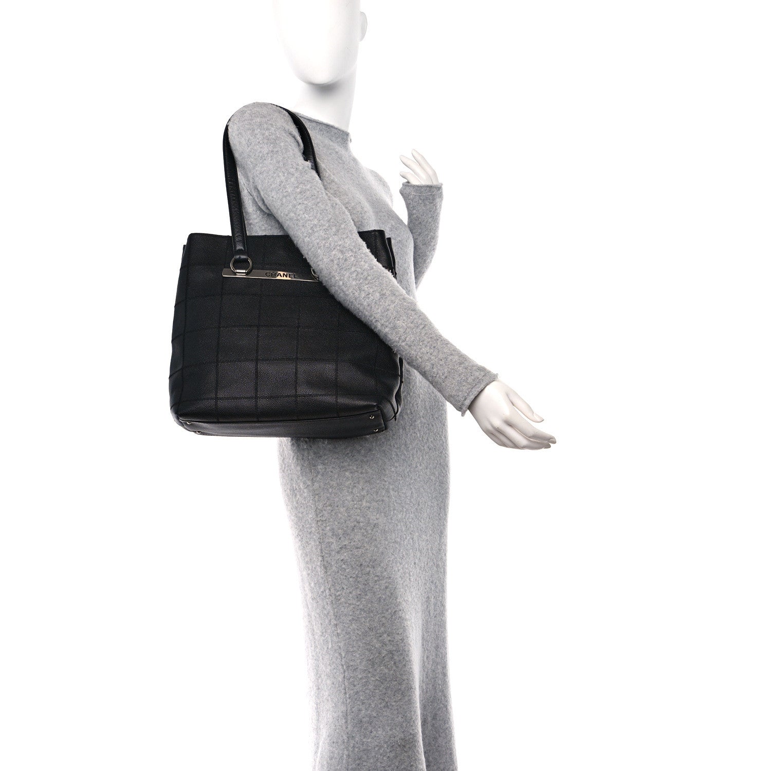 Chanel Caviar Square Stitched Large Tote Black 2 of 10