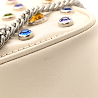 Gucci Calfskin Crystal Matelasse Aria Super Mini GG Marmont Shoulder Bag Mystic White Multicolor 11 of 11