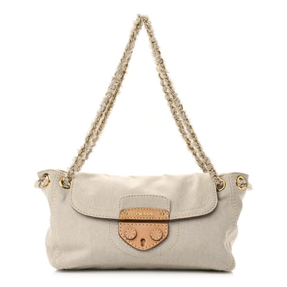 Prada Denim Pattina Sottospalla Canvas Shoulder Bag Corda 1 of 10