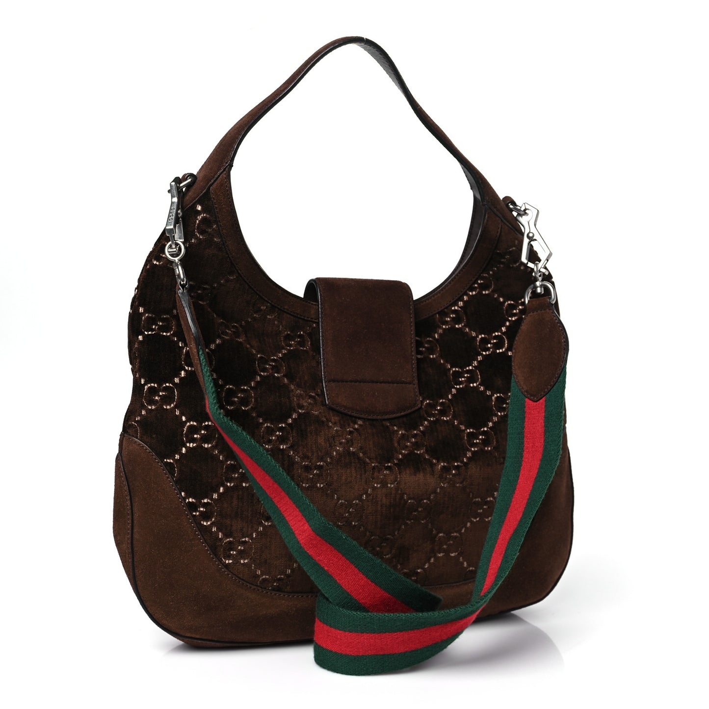 Velvet GG Monogram Web Medium Dionysus Hobo Brown