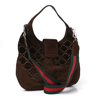 Gucci Velvet GG Monogram Web Medium Dionysus Hobo Brown 3 of 10