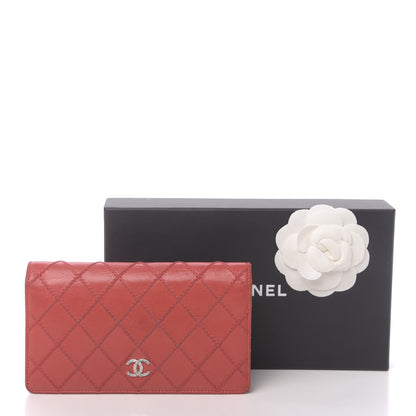 Chanel Lambskin Double Stitch Quilted Yen Wallet Red 13 of 13