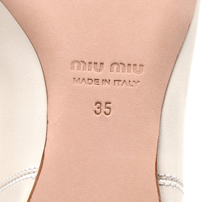 Miu Miu Nappa Crystal Ankle Strap Ballerina Flats 35 White 7 of 8