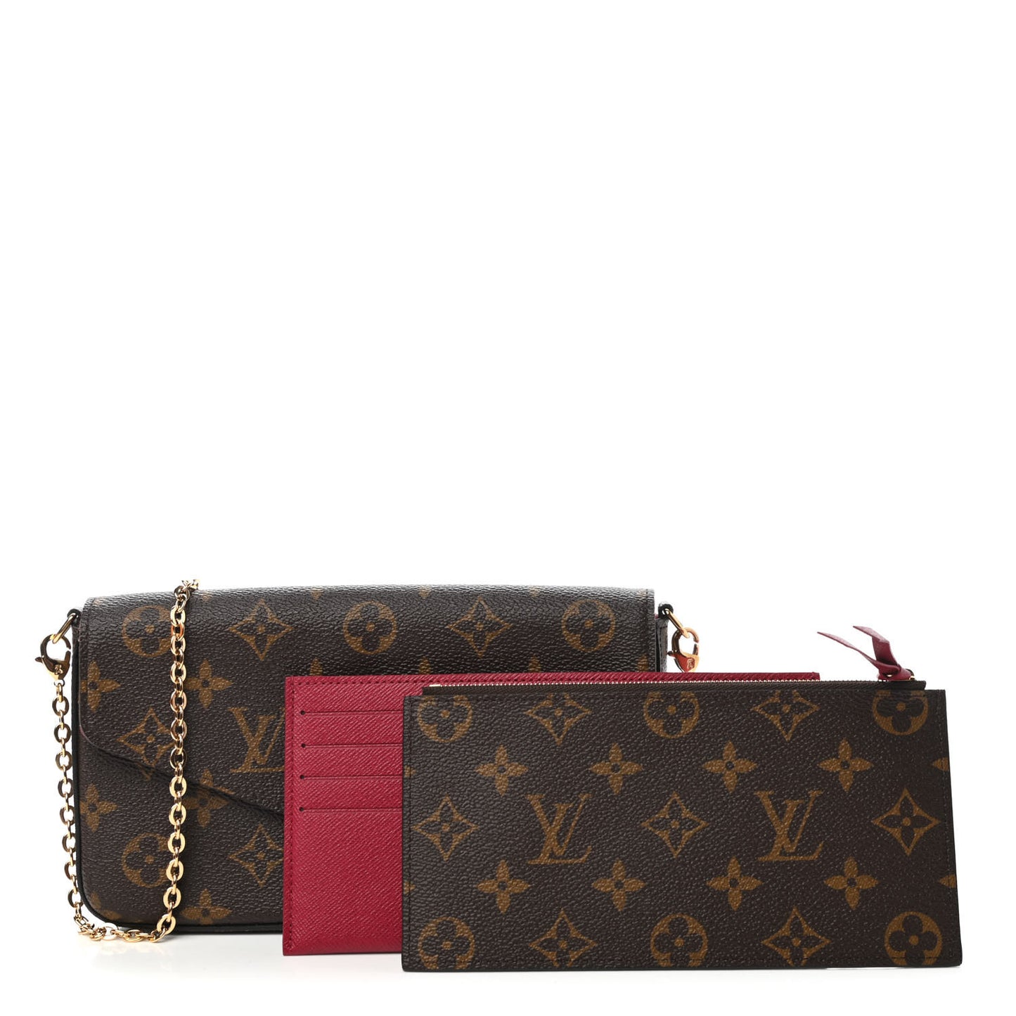 Monogram Pochette Felicie Chain Wallet Fuchsia