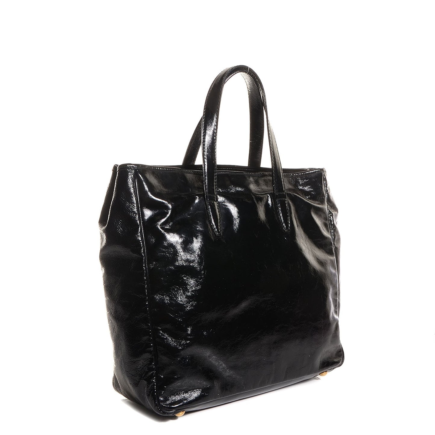 Patent Medium Y-Mail Tote Black