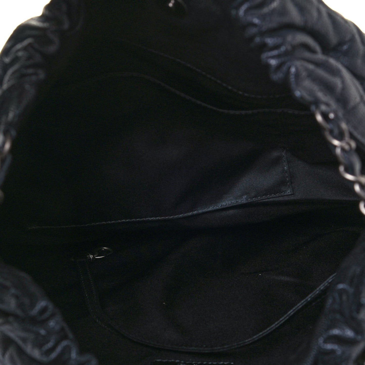 Distressed Glazed Caviar Quilted Large Elastic Tote Black