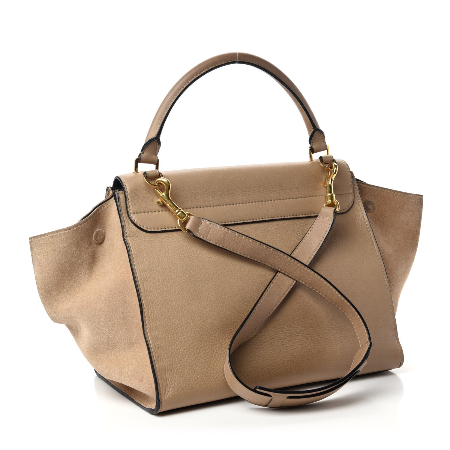 Celine Smooth Calfskin Suede Medium Trapeze Sahara 3 of 13