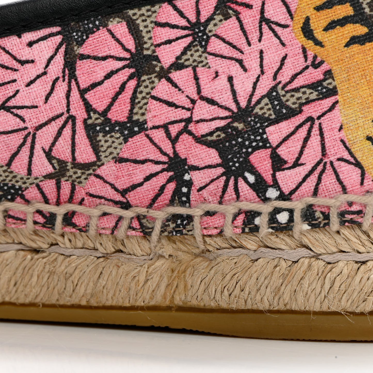 GG Supreme Monogram Bengal Espadrilles 36.5 Beige Crop Pink