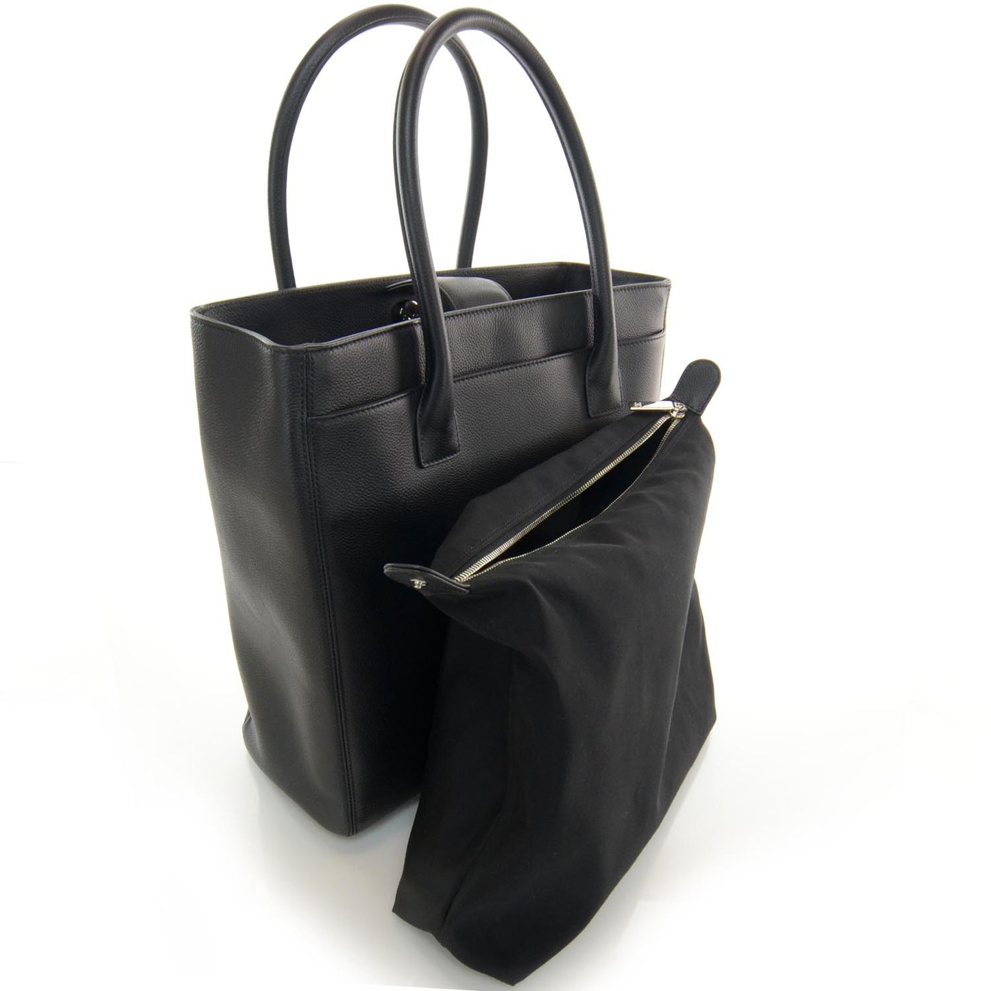 Calfskin Tall Cerf Tote Black