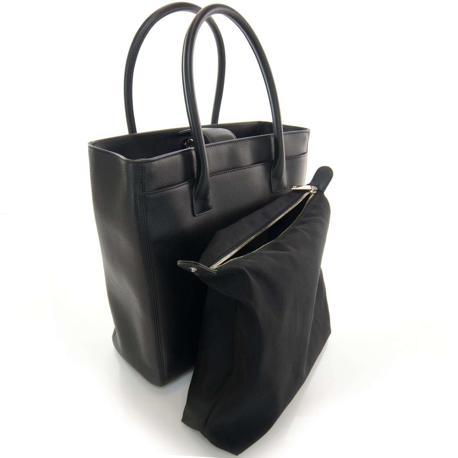 Chanel Calfskin Tall Cerf Tote Black 10 of 10