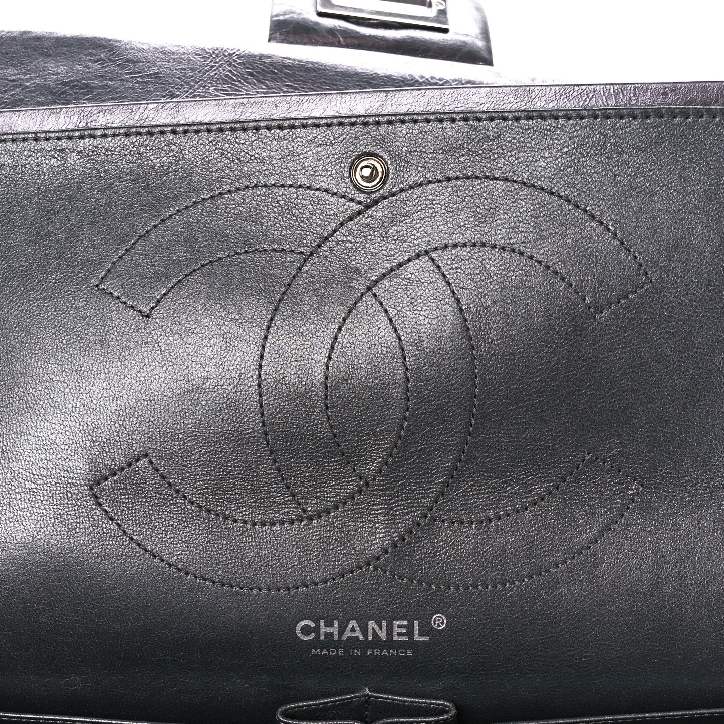 Metallic Aged Calfskin Quilted 2.55 Reissue 227 Flap Dark Silver