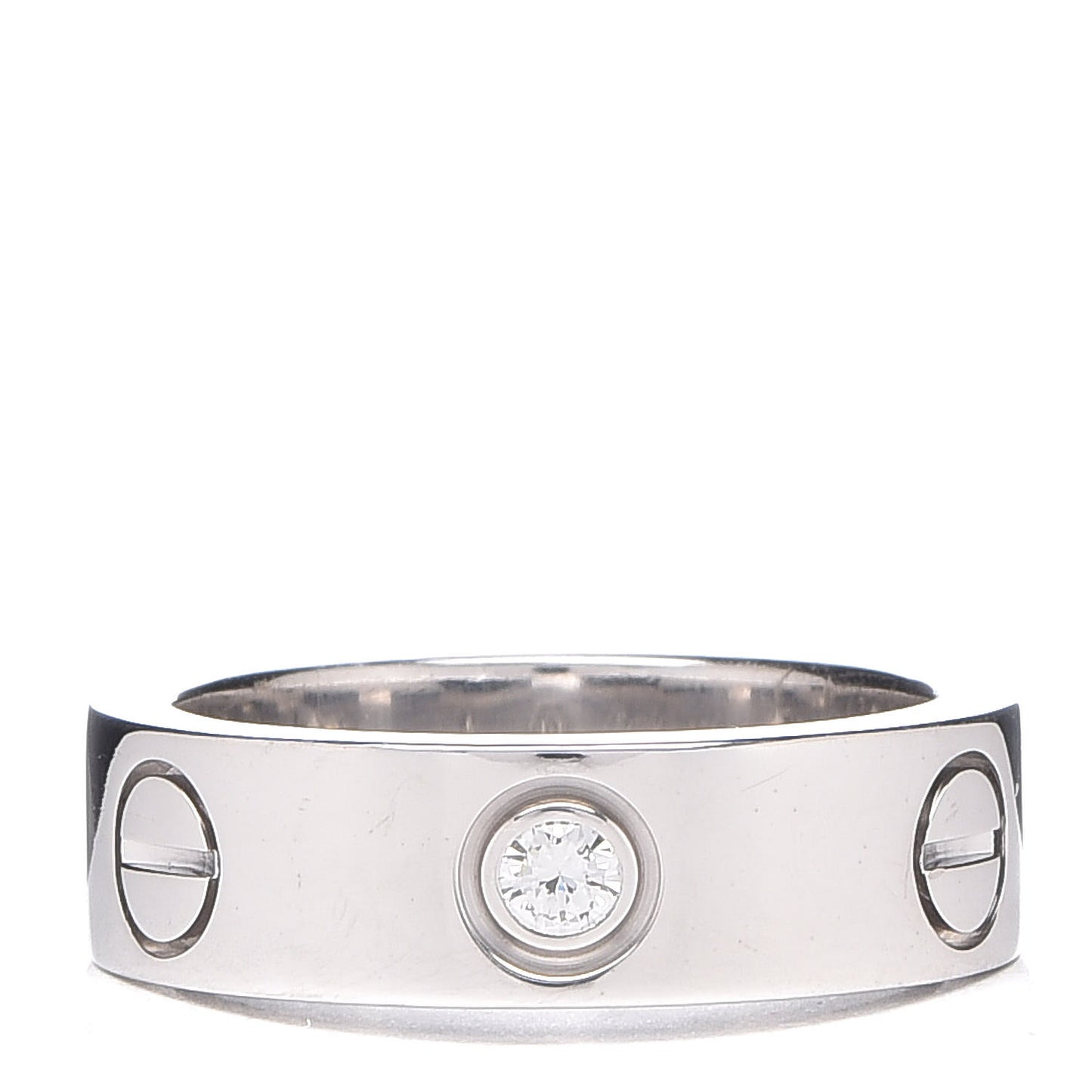 18K White Gold 3 Diamond 5.5mm LOVE Ring 49 5