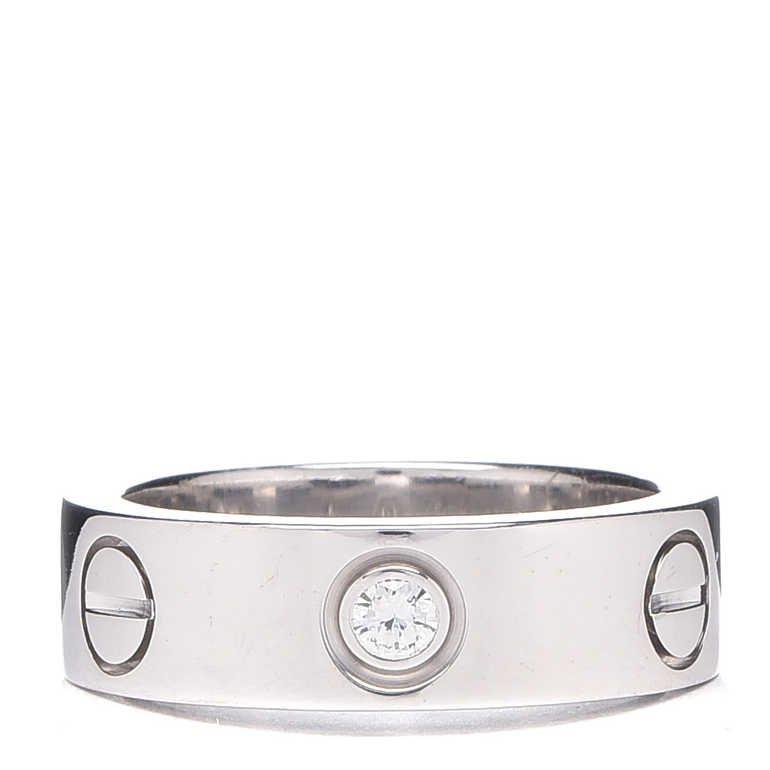 Cartier 18K White Gold 3 Diamond 5.5mm LOVE Ring 49 5 1 of 7