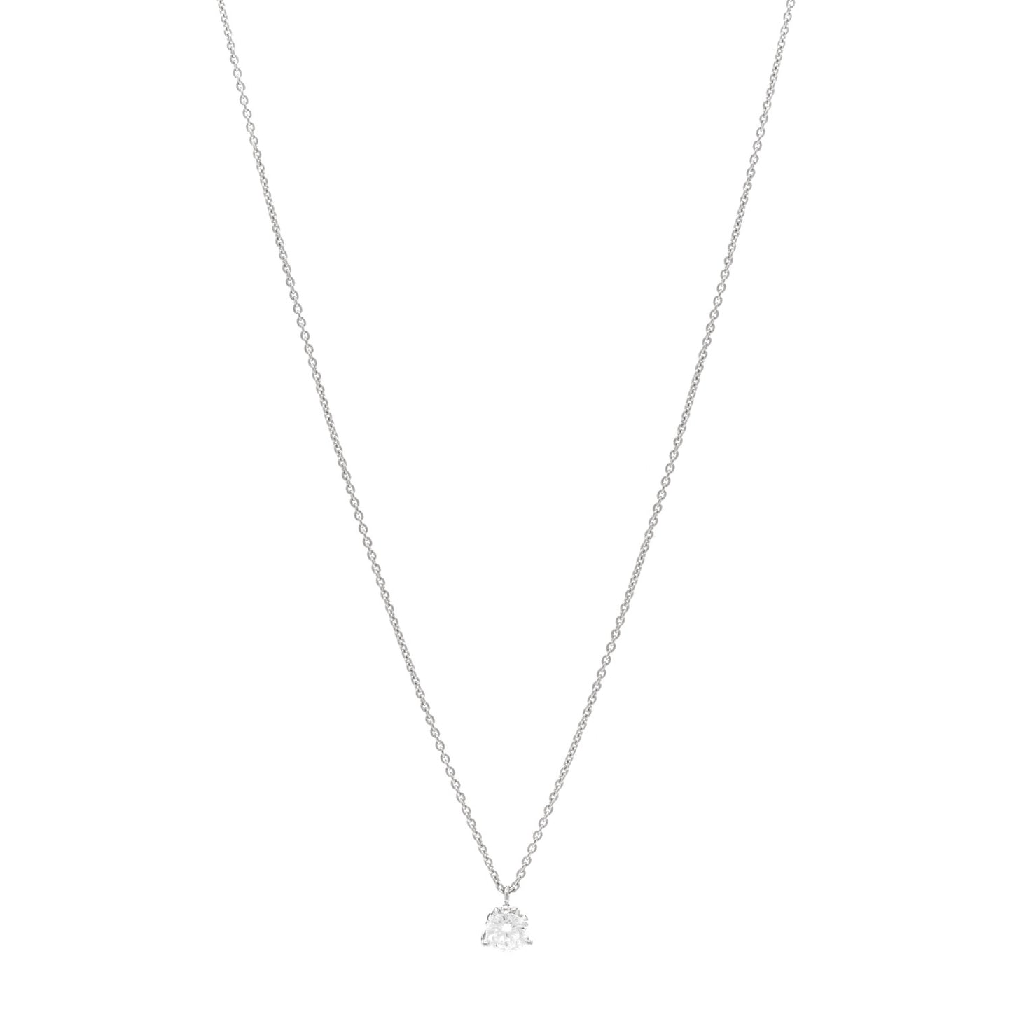 18K White Gold Diamond .50ct Cento Solitaire Pendant Necklace