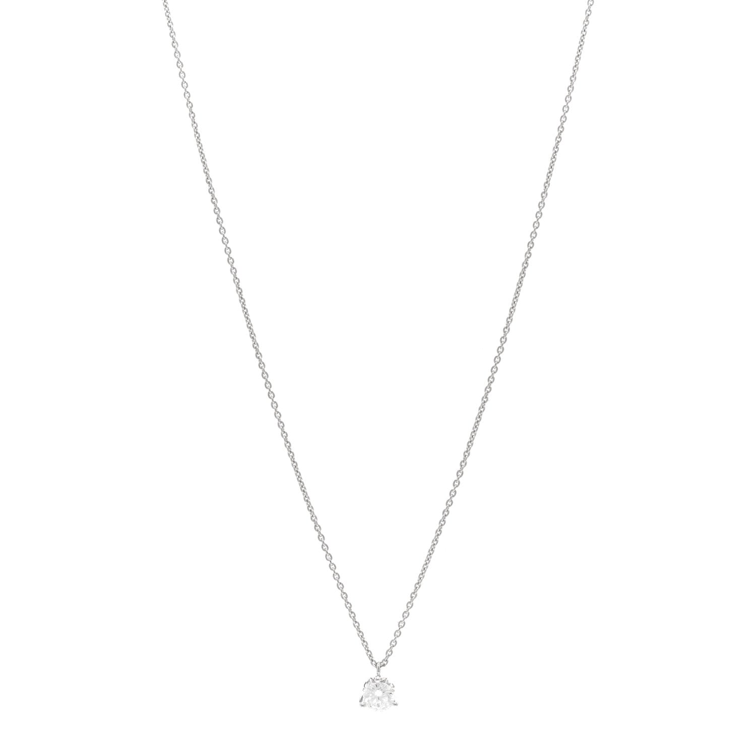 Roberto Coin 18K White Gold Diamond .50ct Cento Solitaire Pendant Necklace 1 of 4
