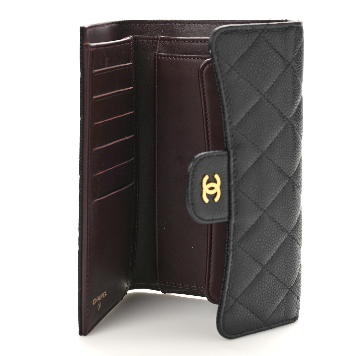 Caviar Quilted Large Flap Wallet Black