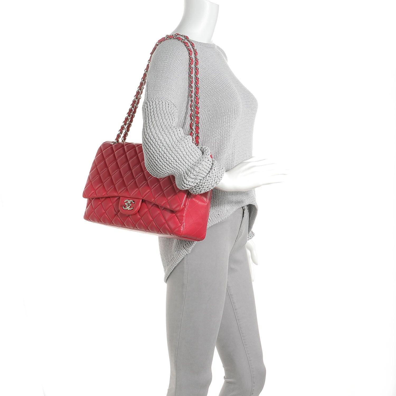 Chanel Lambskin Quilted Maxi Single Flap Fuchsia 2 of 8