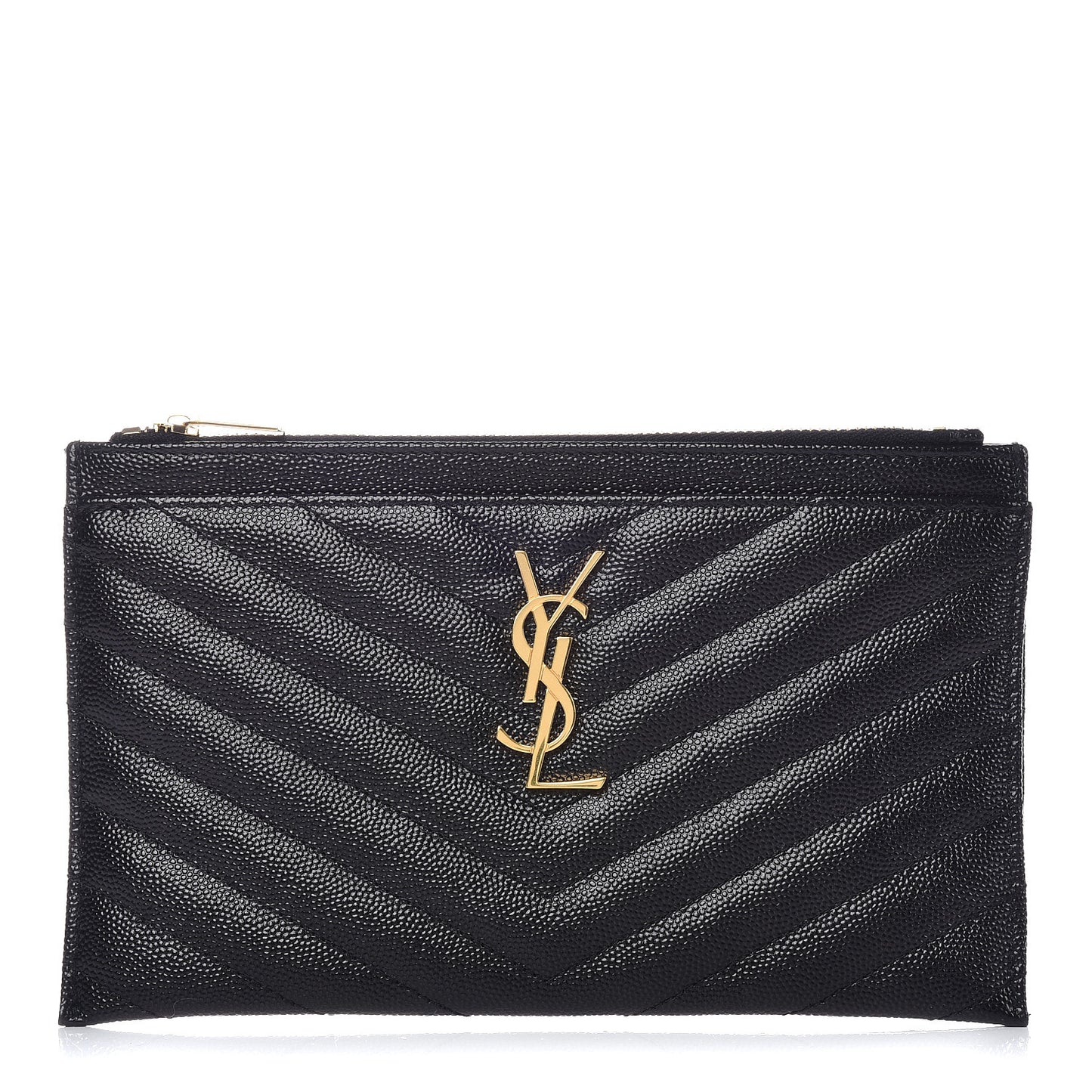 Grain De Poudre Chevron Monogram Bill Pouch Black