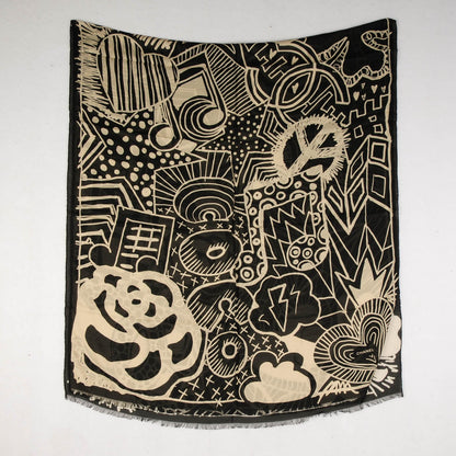 Chanel Modal Cashmere Scarf Black White 3 of 6