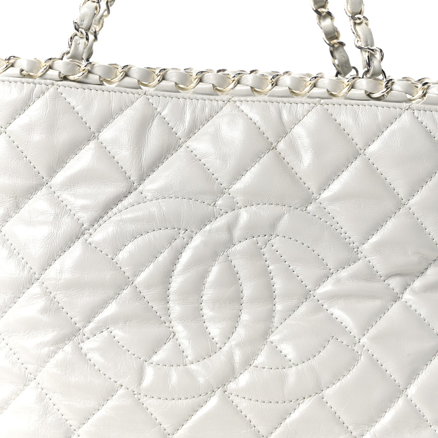 Chanel Glazed Calfskin Quilted Small Chain Me Tote Dark White 8 of 10