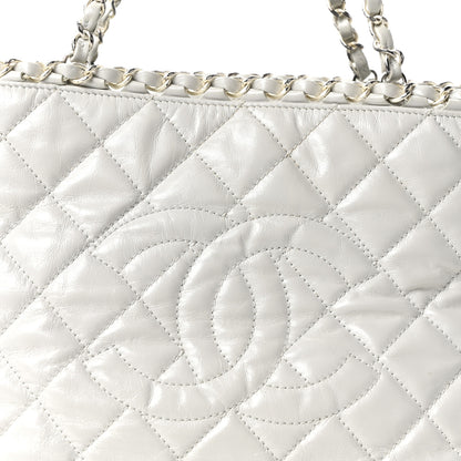 Chanel Glazed Calfskin Quilted Small Chain Me Tote Dark White 8 of 10
