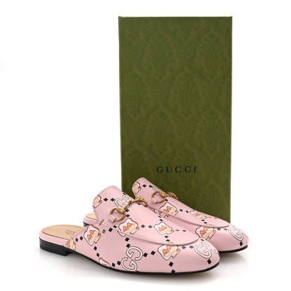Gucci X PIKARAR Calfskin Monogram Print Womens Princetown Slippers 38.5 Pink Multicolor 10 of 10