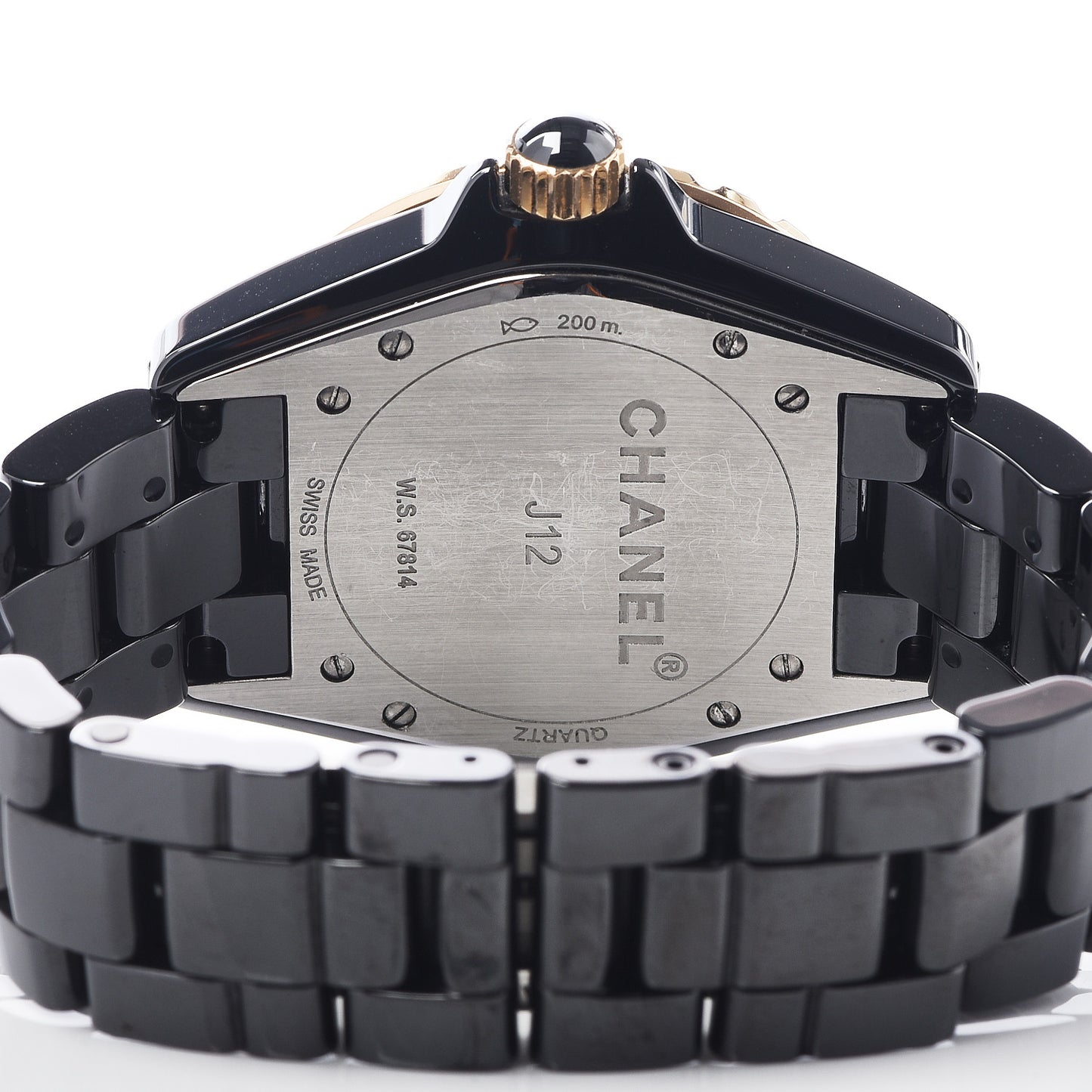 Stainless Steel 18K Yellow Gold Ceramic Diamond 38mm J12 Quartz Watch Black