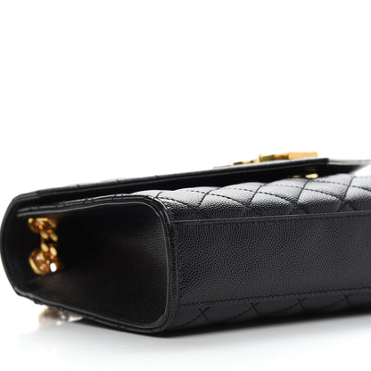Saint Laurent Grain De Poudre Textured Mixed Matelasse Triquilt Medium Monogram Satchel Black 7 of 10