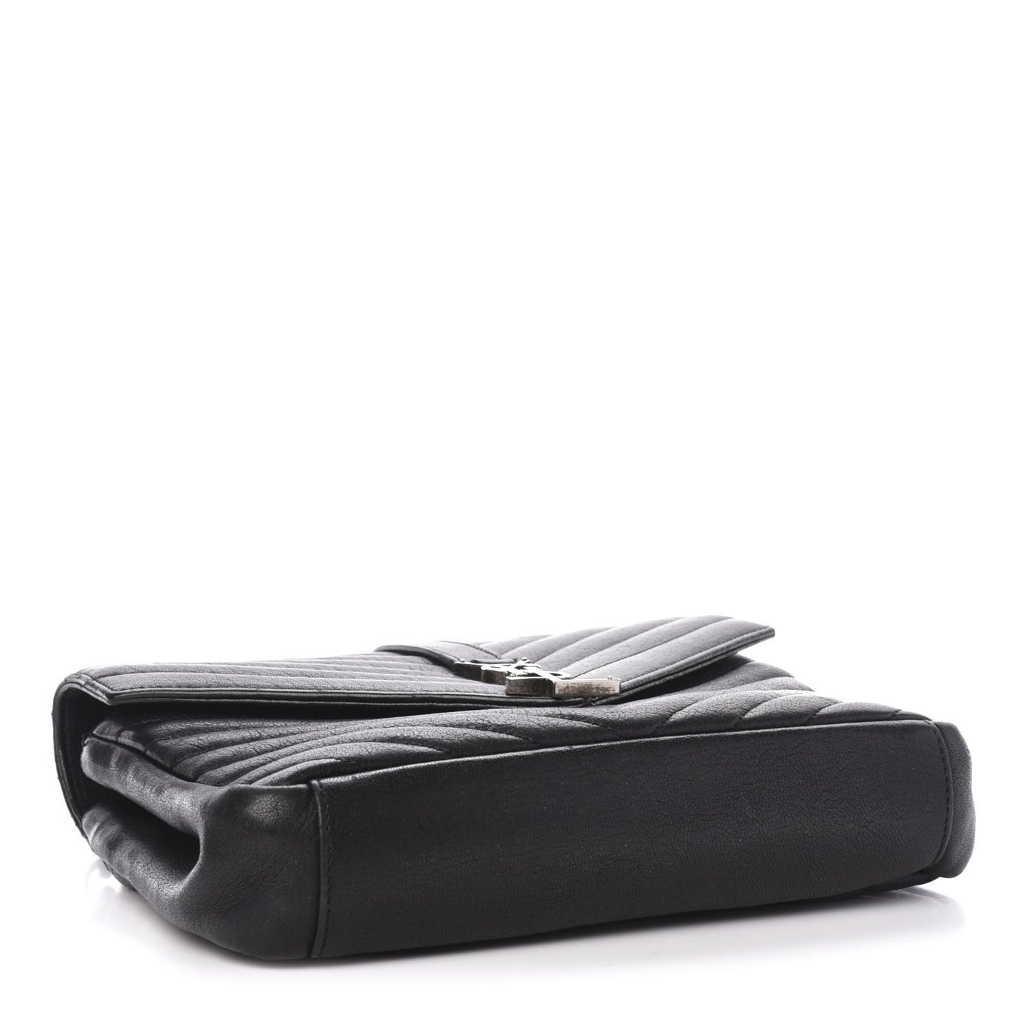 Sheepskin Matelasse Chevron Monogram Medium College Bag Black