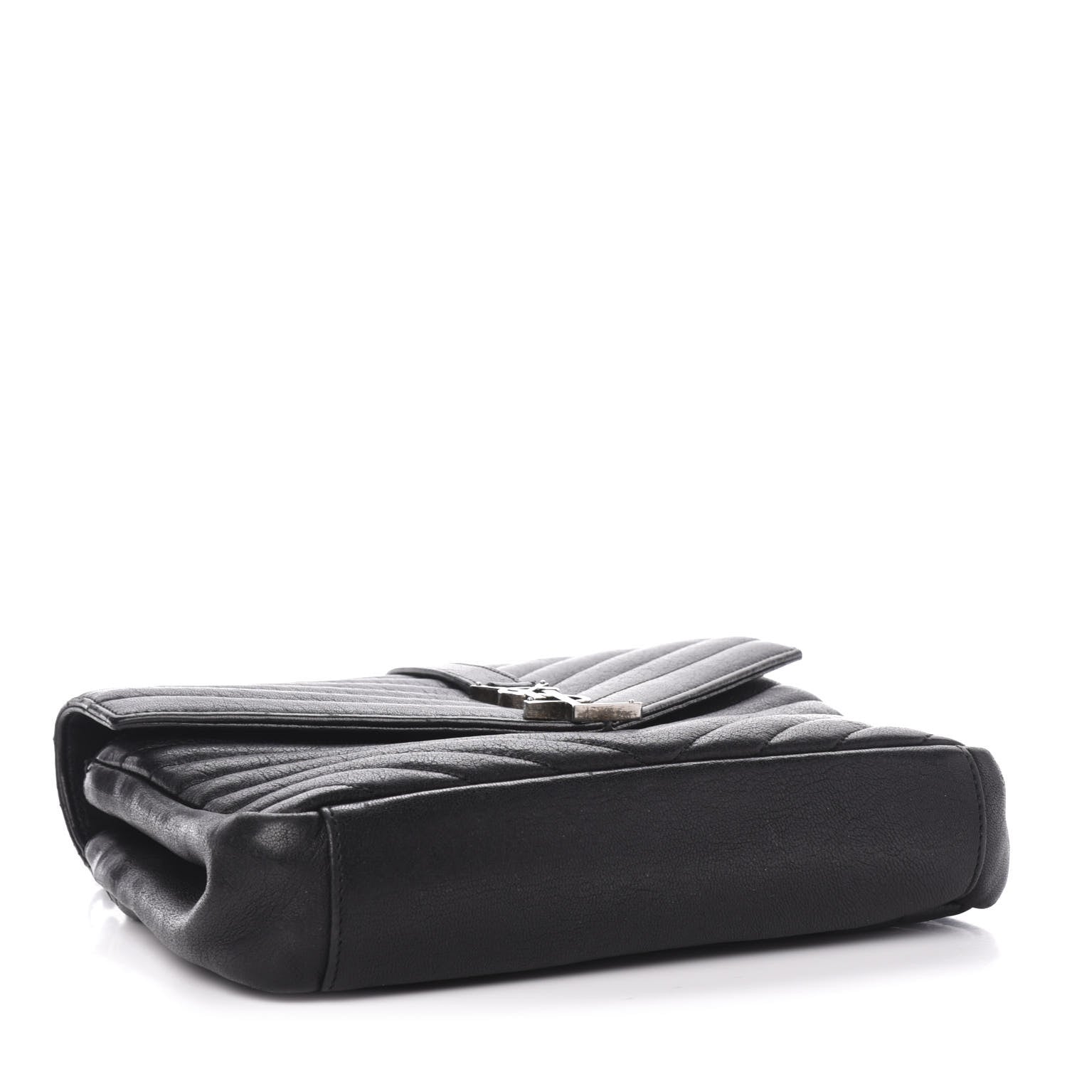 Saint Laurent Sheepskin Matelasse Chevron Monogram Medium College Bag Black 5 of 16