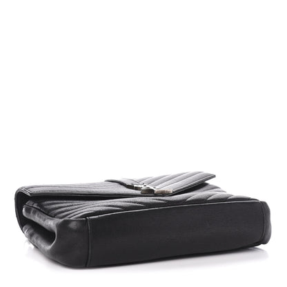 Saint Laurent Sheepskin Matelasse Chevron Monogram Medium College Bag Black 5 of 16