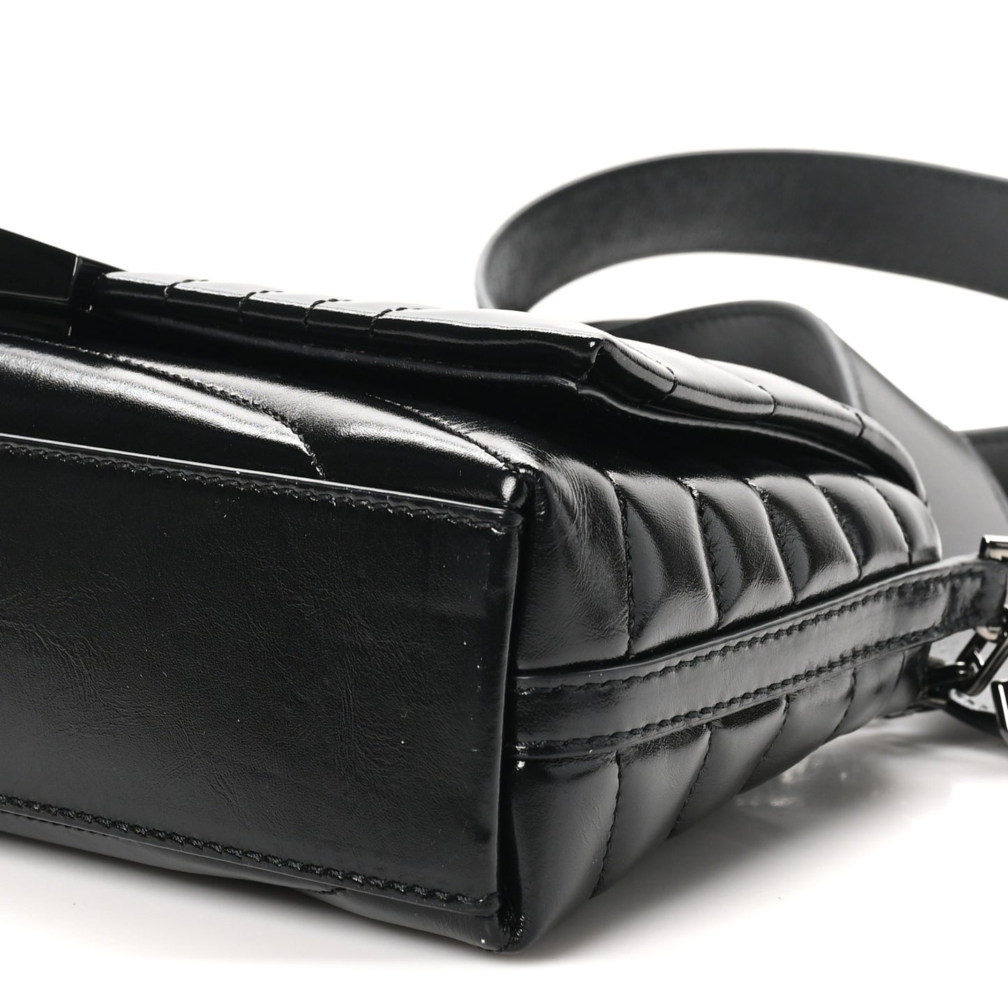 Shiny Calfskin 4G Quilted Small Shoulder Bag Black