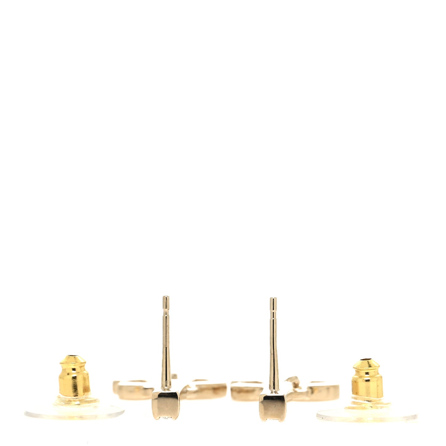 Metal Crystal Studded CC Drop Earrings Gold