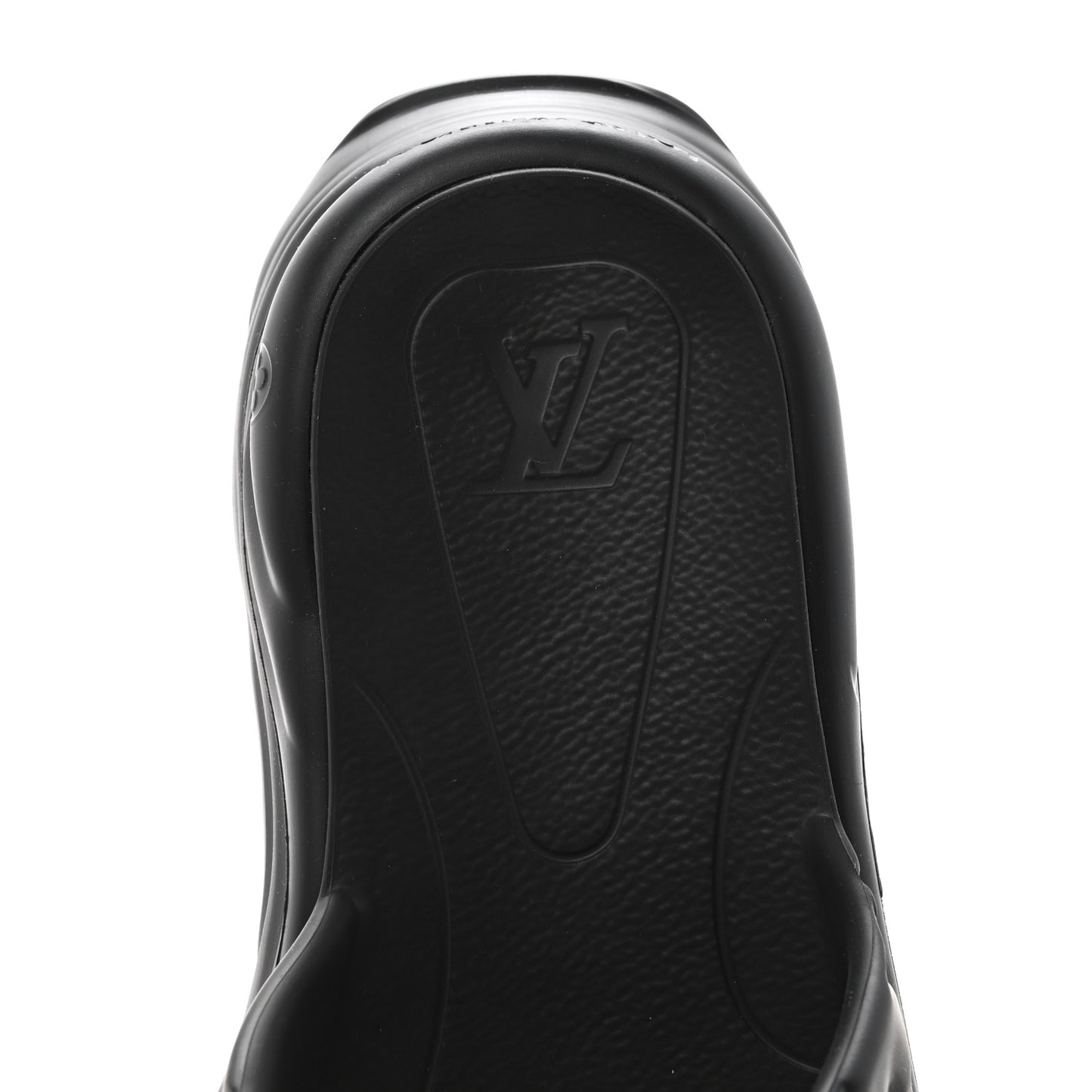 Rubber Embossed Monogram Pool 55 Flat Comfort Mule 37 Black