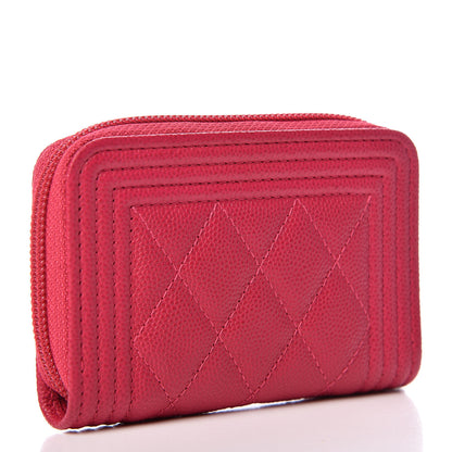 Chanel Caviar Quilted Boy Zip Around Coin Purse Wallet Fuchsia 3 of 10