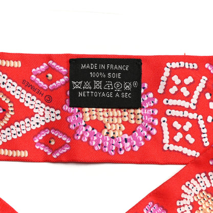 Hermes Silk Kelly En Perles Twilly Vermillon Parme 8 of 8