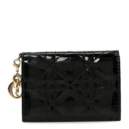 Christian Dior Patent Cannage Small Lady Dior Flap Card Holder Black 1 of 8
