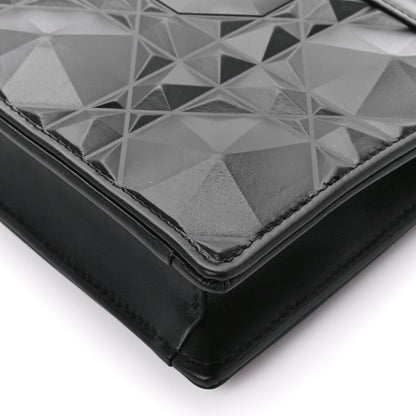 Christian Dior Calfskin Macrocannage Diamond Caro Zipped Pouch With Chain Black 9 of 9