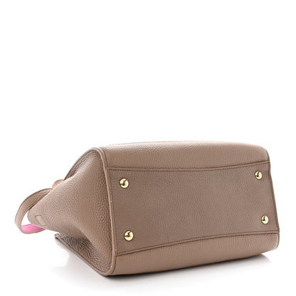 Salvatore Ferragamo Hammered Calfskin Double Handle Small Amy Tote Beige Pink 4 of 10