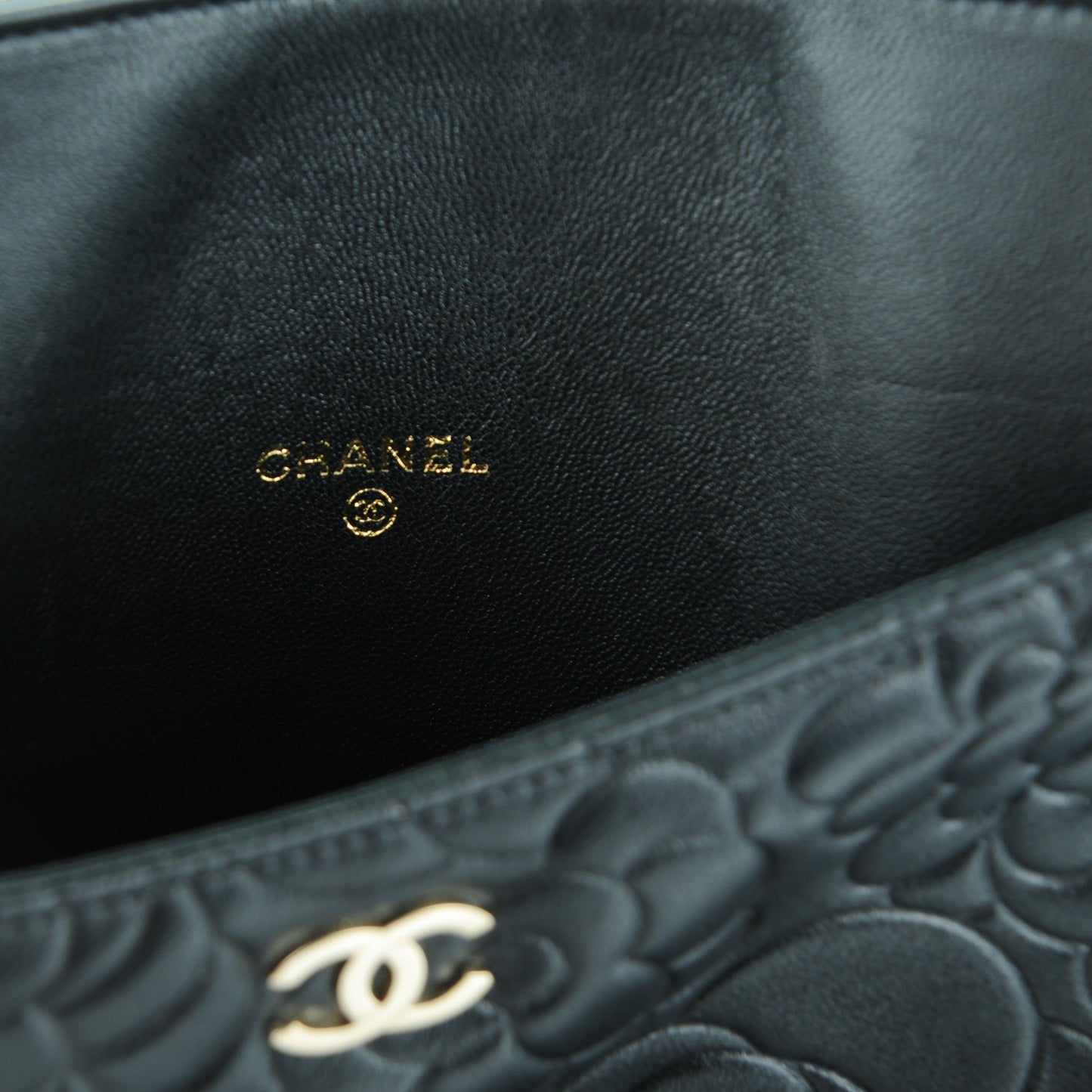 Lambskin Camellia Embossed iPad Case Black