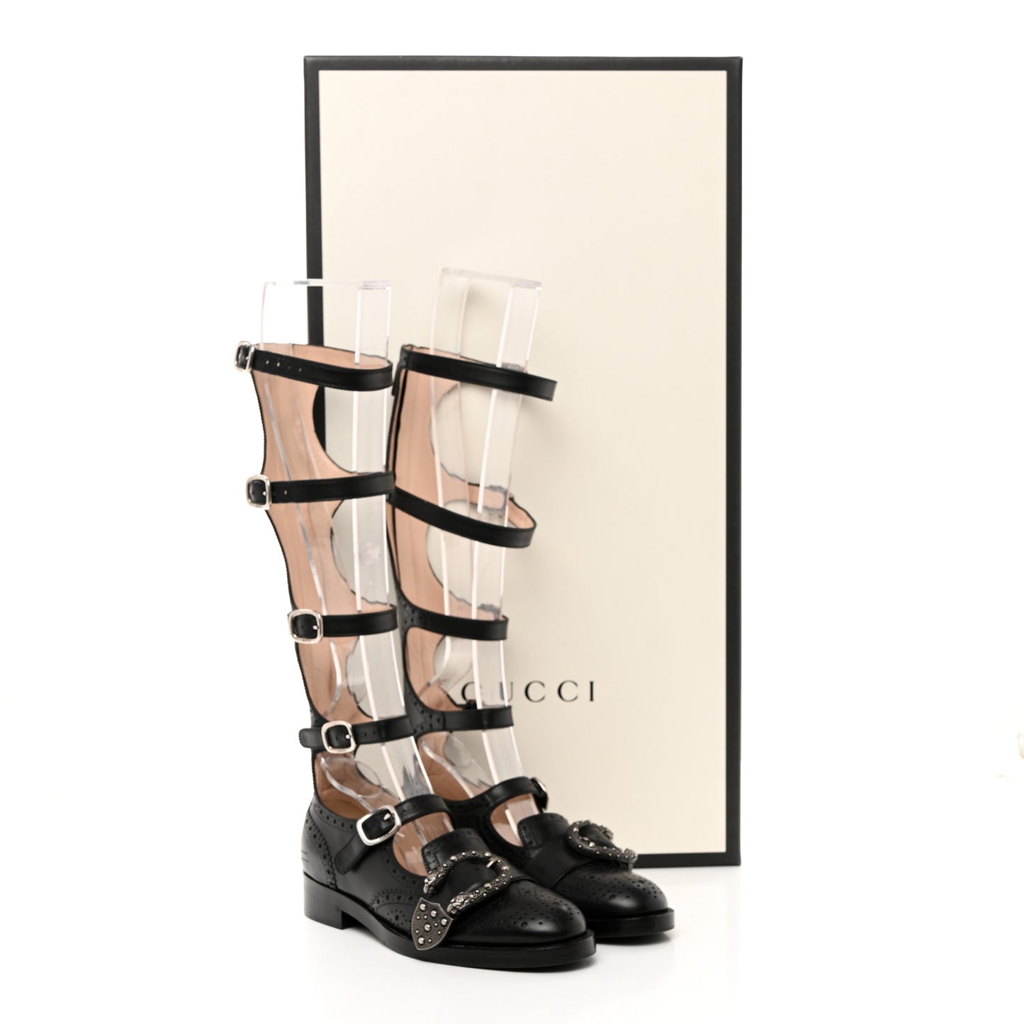 Calfskin Queercore Brogue Knee High Boots 35 Black